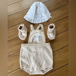 Janie and Jack Baby Bunny Sweater Romper, Booties, & Smocked Bonnet, Size 6-12
